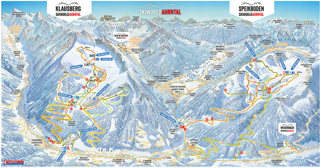 Cartina Valle Aurina Mappa piste Skiworld